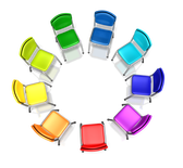 Colored chairs in a circle